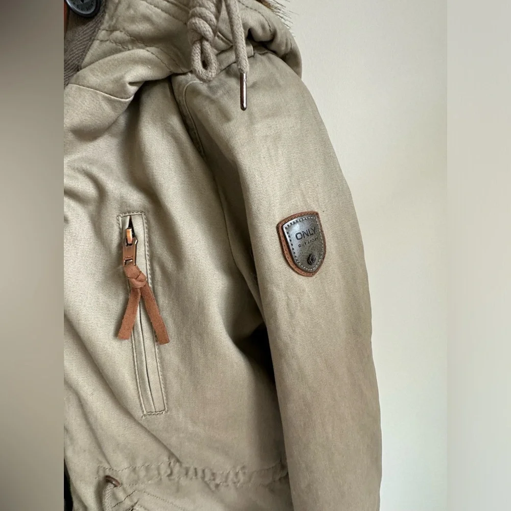 NWT Only Olive Hooded Parka Jacket, removable lining, Women's Size S - Picture 2 of 12